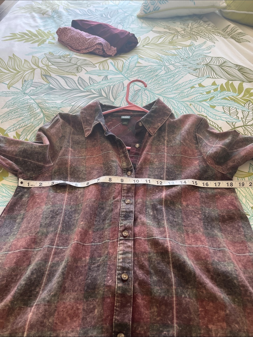 Wild Fable Plaid Long Sleeve Shirt Dress - Red and Green - Picture 4 of 6